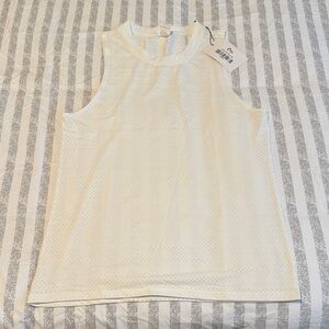 White Perforated Sleeveless Tank Top
